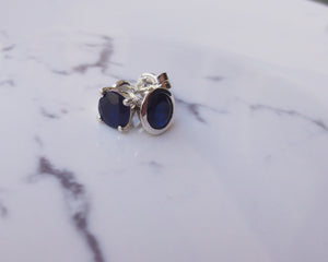 Assymetrical Studs (Dark Blue Sapphire)