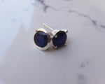 Load image into Gallery viewer, Assymetrical Studs (Dark Blue Sapphire)
