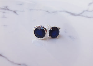 Assymetrical Studs (Dark Blue Sapphire)